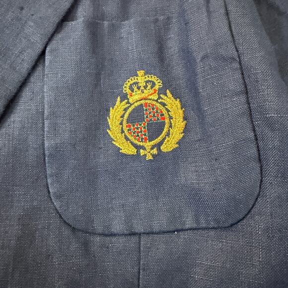 Harris Wallace Navy Blue Blazer Women’s Size 8 Double Breasted Crest Buttons - Picture 8 of 10